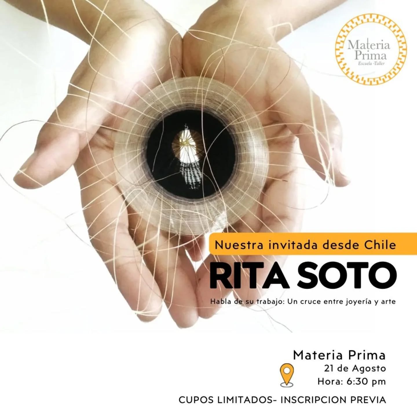 RITA SOTO @ritasotoart , maravillosa joyera Chilena, llega anuestra escuela a dictar su precioso curso de Microcesteria 💛.
Para aquellos que quieran conocerla, queremos invitarlos este jueves 21 de agosto en nuestras instalaciones a un encuentro cercano con ella. Una charla en la que hablará sobre su trabajo con microcesteria y exploración de la joyería contemporánea.
Los esperamos para dialogar en torno a la joyería, experimentación y visión de este oficio!
🎈CUPOS LIMITADO! Reservas previa inscripción ❤️
📇
Lugar: Materia Prima.
calle 35# 21-24 int 101. Bogotá
Hora: 6:30 a 7:30 pm
Fecha: jueves 21 de agosto
Reservas: 3203453891