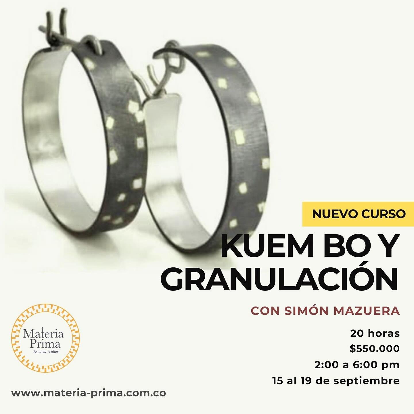 Keum Boo: Es una técnica coreana que consiste en la unión de finas láminas de oro 24 kilates que a través del calor y la presión se fusionan con la plata. En esta técnica no se usa soldadura.
Granulación: Es el arte de crear un patrón de superficie con esferas muy pequeñas de oro o plata.
Esta técnica se remonta al tercer milenio antes de Cristo.
La técnica fue inventada en el Mediterráneo Oriental y Egipto y posteriormente fue refinada por los orfebres etruscos. Esta técnica no usa ninguna clase de soldaduras, las bolas se unen unas con otras por el mismo calor. Simón Mazuera @simonmazuera.jewellery estará dictando estas dos fascinantes técnicas en un taller práctico de cinco días
Horario: 2:00 p.m a 6:00 p.m del 15 al 19 de septiembre!
Valor:$550.000 COP