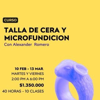 ABIERTAS INSCRIPCIONES para nuestro curso de TALLA DE CERAS Y MICROFUNDICIÓN , dictado por nuestro profesor Alexander Romero @alexanderromeroreyes
Curso teórico práctico.
Dirigido a joyeros, artistas, diseñadores y estudiantes que quieran fortalecer su conocimiento.
Este curso propone un acercamiento a la Microfundición y la talla de cera como herramienta de diseño y pensamiento del material.
Conocerás el uso de cada tipo de cera y las posibilidades que tienes para trabajarlas.
Podrás calar, limar, utilizar fresas de diferentes tipos, así como diferentes herramientas que te ayudarán a moldear.
Igualmente conocerás el proceso de elaboración de caucho, vaciado y construcción de árboles para la fundición de tu pieza.
Fechas:
Febrero: 10,13,17,20,24,27
Marzo: 3,6,10,13
Martes y Viernes de 2:00 a 6:00 pm
Inversión: $1.350.000